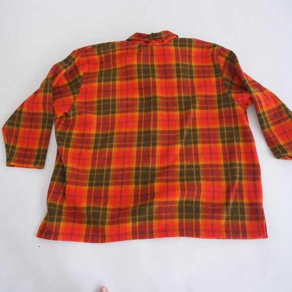Vintage Avenue Sport Burnt Orange Green Checker Zip Up Fleece Sweater Size 30/32 - Picture 10 of 12
